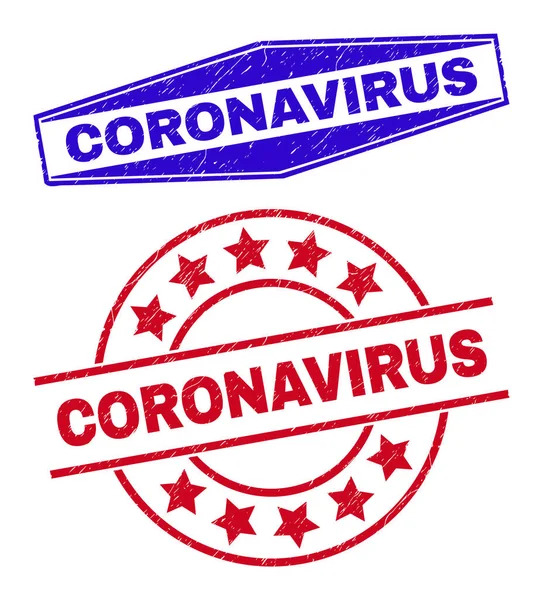 Distintivi di soccorso CORONAVIRUS nelle forme circolari ed esagonali — Vettoriale Stock