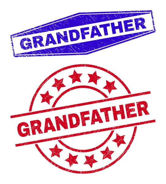 GRANDFATHER Textured Watermarks in Circle and Hexagon Shapes — Stock Vector