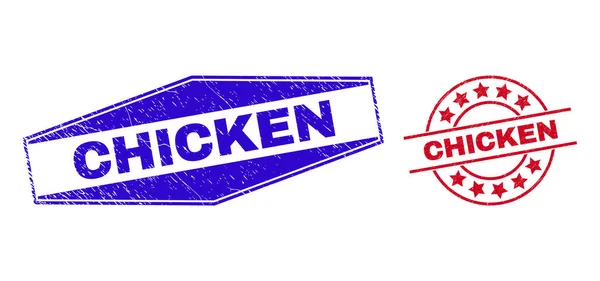 Κοτόπουλο Υφή σήματα σε κύκλο και εξάγωνα μορφές — Διανυσματικό Αρχείο