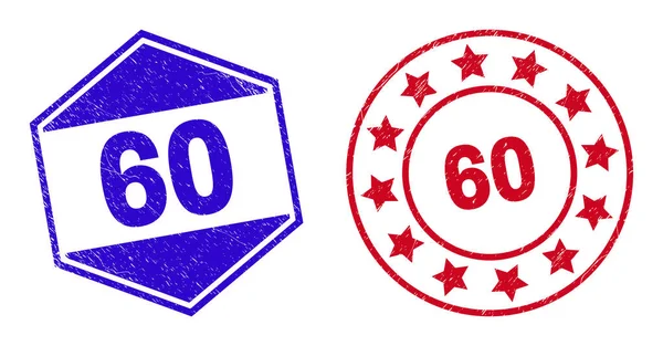 60 Badges impurs en forme de cercle et d'hexagone — Image vectorielle