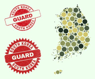Güney Kore Mozaik Haritası Kamuflaj Çemberi Malzemeleri ve Dokulu Muhafız Mührü