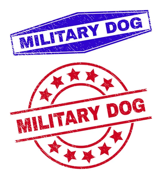 サークルと六角形の軍事犬の屋根付きのバッジ — ストックベクタ