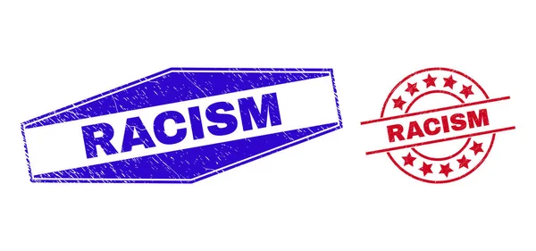RACISM Ξυστά σήματα σε στρογγυλές και εξαγωνικές μορφές — Διανυσματικό Αρχείο
