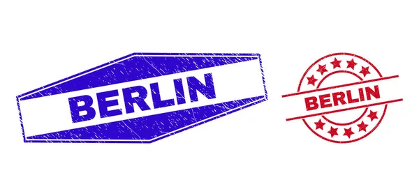BERLIN repade frimärken i cirkel- och hexagonala former — Stock vektor