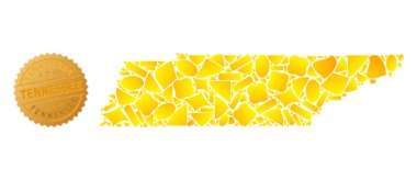 Tennessee Eyaleti Altın Ögeler ve Metalik Tennessee Damgası Mozaiği