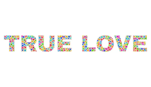Bright TRUE LOVE Mosaic Text from Stars — 图库矢量图片