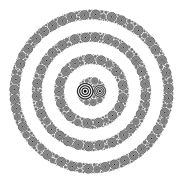 Concentric Circles Recursive Icon Collage of Self Items — Stock Vector