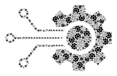 Akıllı Gear Bağlantısı Özyinelemeli Simge Kolajı