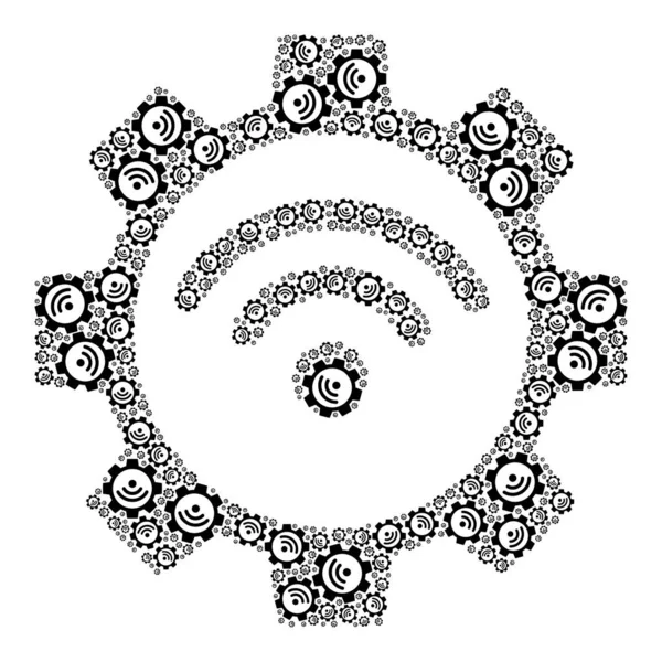 Wi-Fi ozubená fraktální ikona koláže self ikon — Stockový vektor