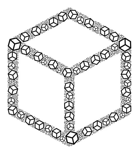 アイソメトリックキューブのフラクタルアイコン自己アイテムの構成 — ストックベクタ