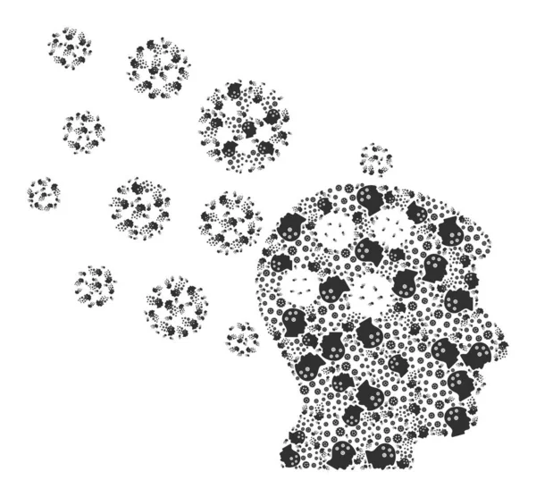 Infecção Cerebral Trail Ícone Fractal Colagem de itens de auto — Vetor de Stock