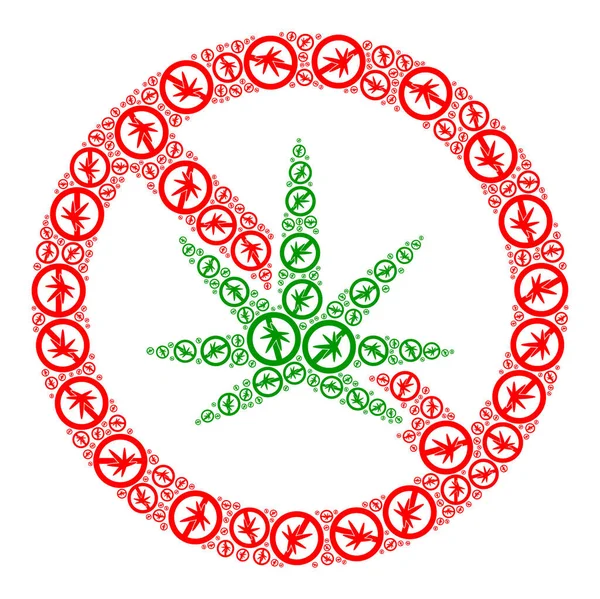 大麻のフラクタルアイコンを停止する自己アイテムのモザイク — ストックベクタ