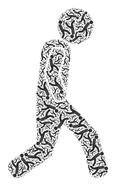 Walking Man rekurzív ikon mozaikja Self Icons — Stock Vector