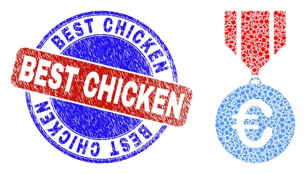 Bicolore rayé meilleur sceau de poulet empreinte et géométrique Mosaïque Euro Medal Icône — Image vectorielle