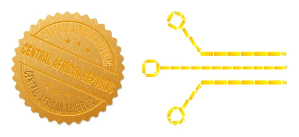 Circuit Links Icon Collage aus Gold und Metall Zentralafrikanische Republik Siegel — Stockvektor