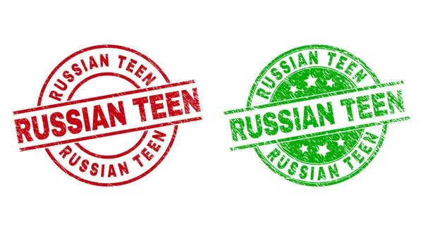 Timbres ronds RUSSIAN TEEN avec style caoutchouc — Image vectorielle