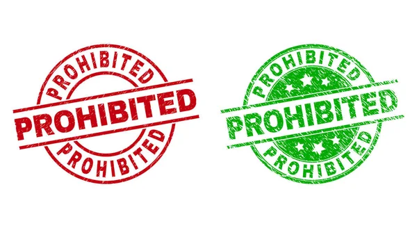 PROHIBITED Round Stamps Using Corroded Texture — Stock Vector