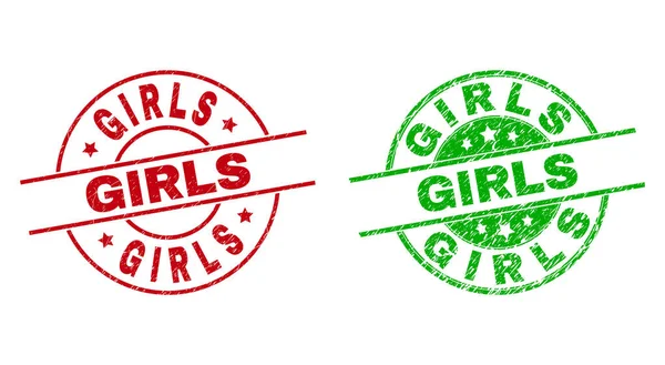 Okrągłe znaczki GIRLS ze stylem zagrożenia — Wektor stockowy