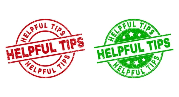 CONSEILS HELPFUL Timbres ronds avec style Grunge — Image vectorielle