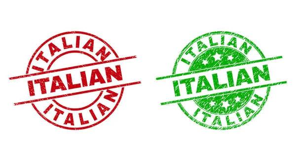 Sellos redondos ITALIANOS con estilo sucio — Vector de stock