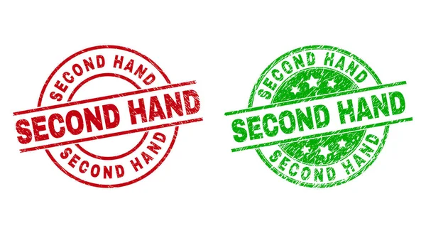 SECOND HAND Round Seals mit grunged Texture — Stockvektor