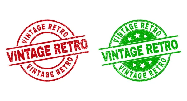 VINTAGE RETRO Round Badges Using Rubber Style — Stock Vector