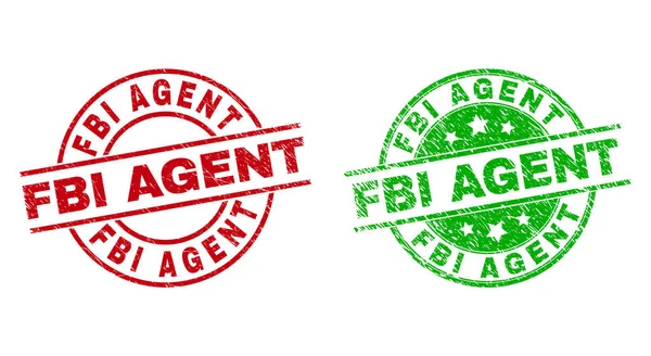 Emblemas redondos do agente do FBI com superfície Grunged —  Vetores de Stock