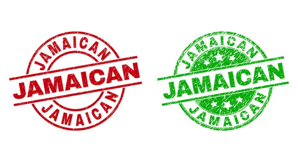 Σφραγίδες στρογγυλής σφραγίδας JAMAICAN με τη χρήση γρατσουνισμένης επιφάνειας — Διανυσματικό Αρχείο