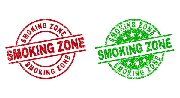 Sigilli per francobolli rotondi a zona fumante con superficie immonda — Vettoriale Stock