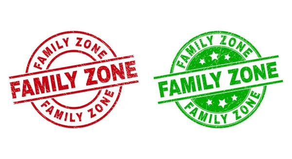 FAMILY ZONE ซีลกลมที่มีพื้นผิวเป็นสนิม — ภาพเวกเตอร์สต็อก