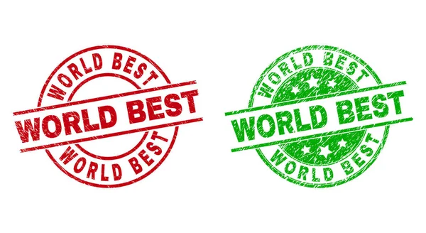 WORLD BEST Round Badges with Corroded Surface — Stock Vector