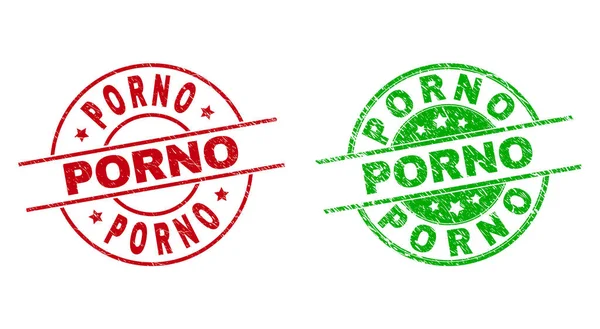 PORNO Ronde postzegels met Grunge Style — Stockvector