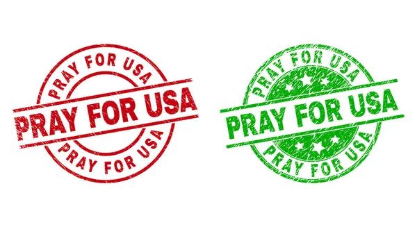 PRAY FOR USA Round Stamp Seals Using Unclean Surface — Stock Vector