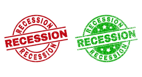 RECESSION Round Badges med repad stil — Stock vektor