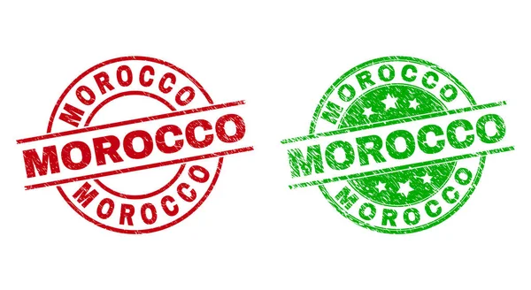 Selos redondos MOROCCO usando textura de estresse — Vetor de Stock