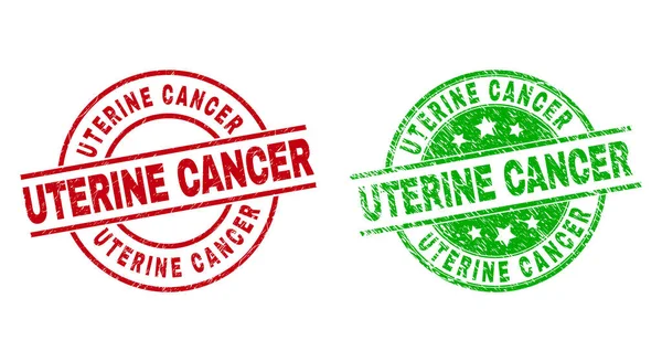 UTERINE CANCER Round Watermarks Menggunakan Corroded Style - Stok Vektor