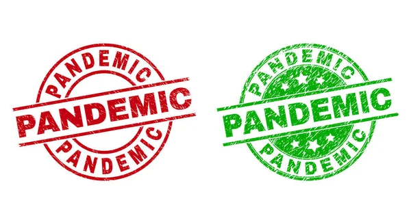 Kulaté odznaky PANDEMIC pomocí nečistého stylu — Stockový vektor