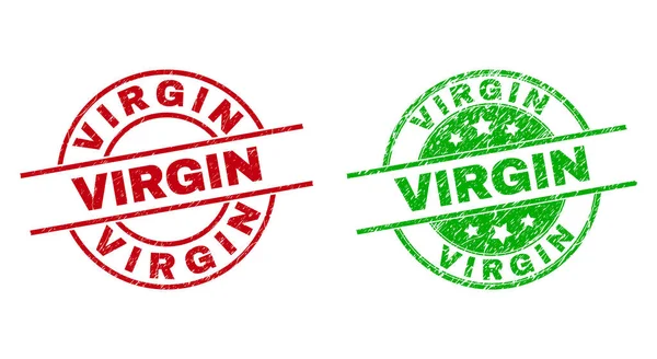 VIRGIN Round Stamp Seals with Grunged Surface — Stock Vector