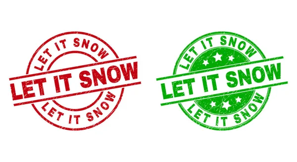 LET IT SNOW runde Dichtungen mit unsauberer Textur — Stockvektor