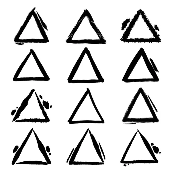 Geometrik şekil ve çerçeve üçgeni karalama biçimi el fırçasıyla çizilmiş — Stok Vektör