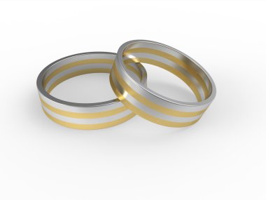 izole beyaz zemin üzerine altın ve gümüş nikah yüzükleri