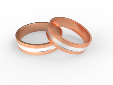 izole beyaz zemin üzerine altın ve gümüş nikah yüzükleri