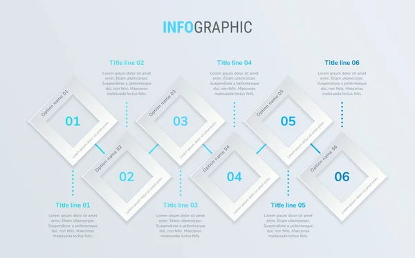 Plantilla Infografía Cuadrada Negocios Abstracta Con Opciones Diagrama Azul Cronología — Archivo Imágenes Vectoriales