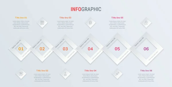 Modèle Conception Timeline Infographie Vectorielle Rouge Avec Des Éléments Carrés — Image vectorielle