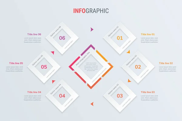 Red Timeline Infografik Design Vektor Schritte Quadratisches Workflow Layout Zeitleistenvorlage — Stockvektor