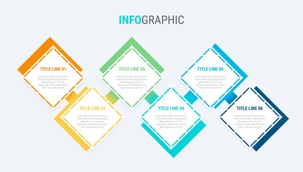 Kleurrijk Diagram Infographic Sjabloon Tijdlijn Met Opties Vierkant Workflowproces Voor — Stockvector