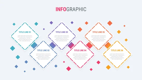 Infographic Template Options Square Design Beautiful Colors Vector Timeline Elements — Stock Vector