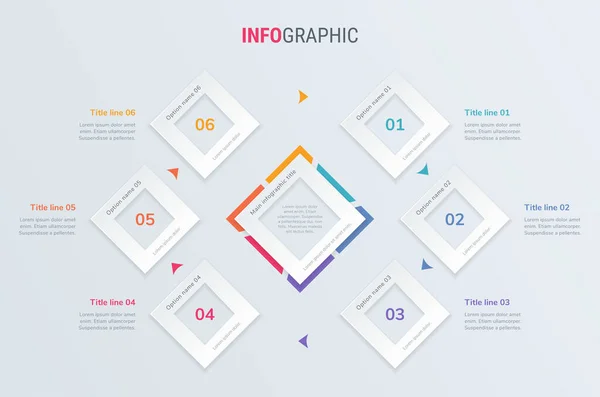 Zaman Çizelgesi Infografik Tasarım Vektörü Adım Kare Akışı Düzeni Vektör — Stok Vektör
