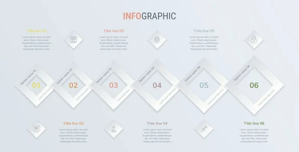Vintage Colors Vektor Infografik Timeline Design Template Mit Quadratischen Elementen — Stockvektor