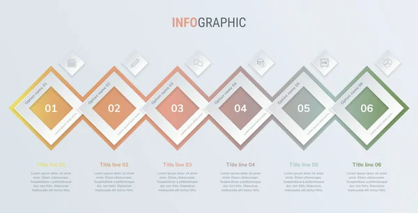 Abstrakcyjny Biznesowy Kwadratowy Szablon Infograficzny Kolorach Vintage Krokami Kolorowy Diagram — Wektor stockowy